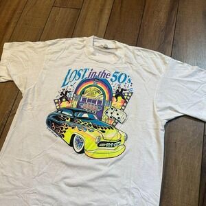 Vintage Lost in the 50's hot‎ rod classic car single stitch tee size XL